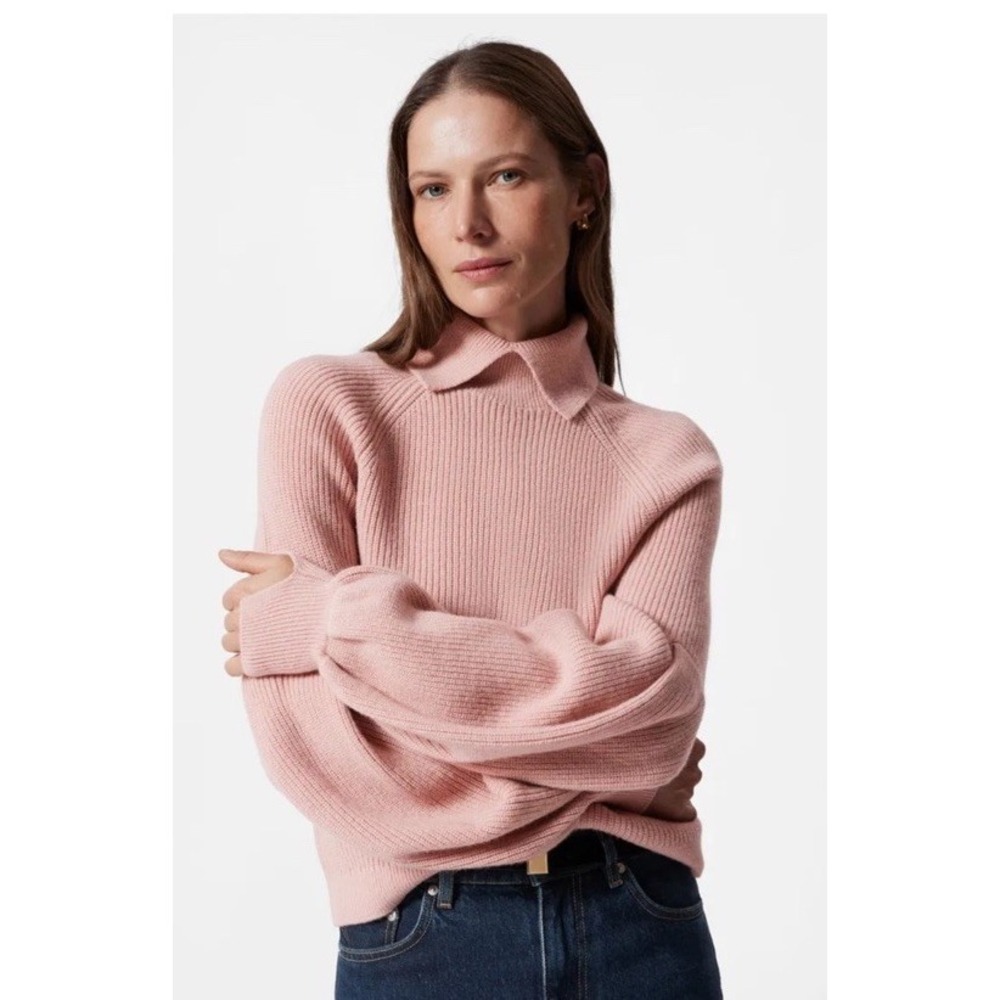 Los Angeles Atelier & Other Stories‎ Collared Puff-Sleeve Sweater 100% Wool Sz M